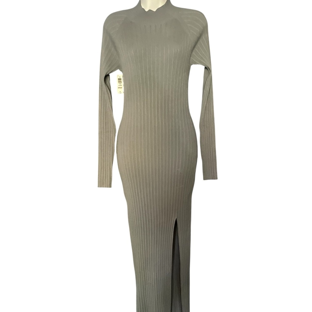 NWT Aritzia Wilfred Alchemy knit mock neck sweater dress in Granite Blue L
